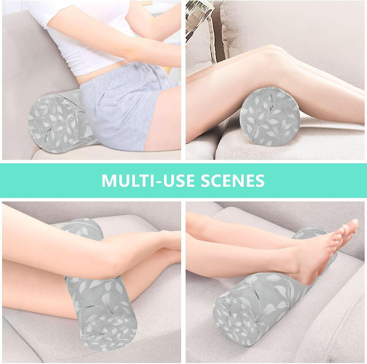 c Neck Roll Pillow Bolster Round Health Memory Foam Long Cervical Cylinder Pillows with Removable Washable Cover for Body Bed Legs Back Yoga - Colors A