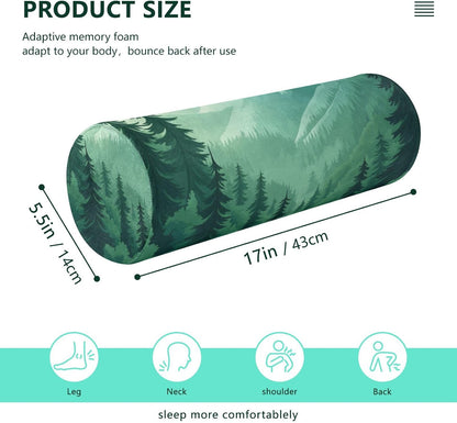 c Neck Roll Pillow Bolster Round Health Memory Foam Long Cervical Cylinder Pillows with Removable Washable Cover for Body Bed Legs Back Yoga - Colors A
