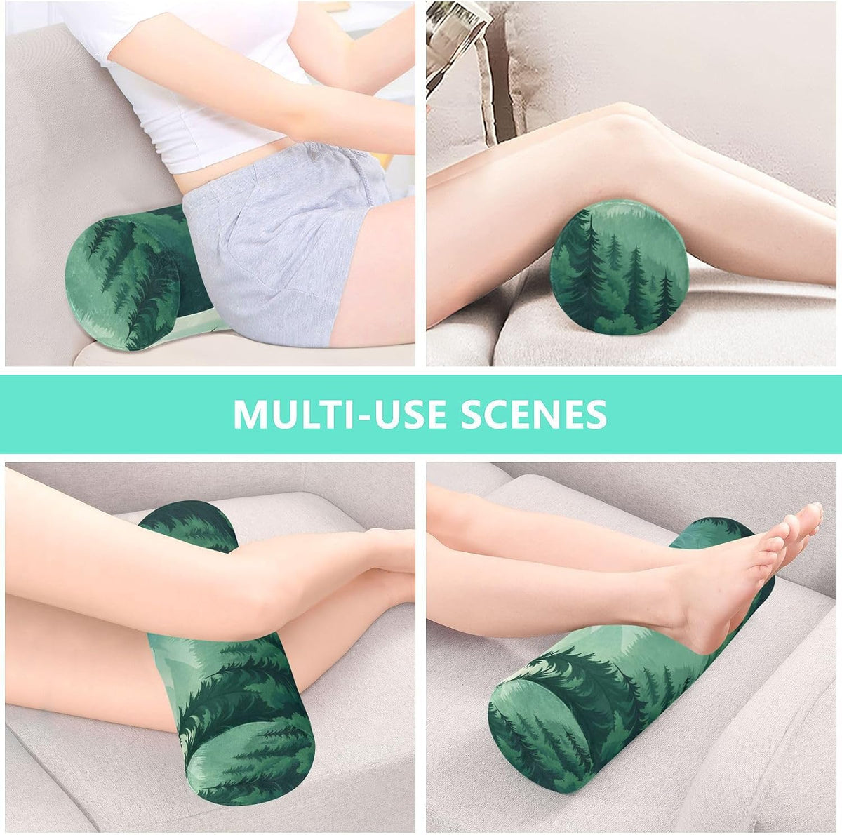 c Neck Roll Pillow Bolster Round Health Memory Foam Long Cervical Cylinder Pillows with Removable Washable Cover for Body Bed Legs Back Yoga - Colors A
