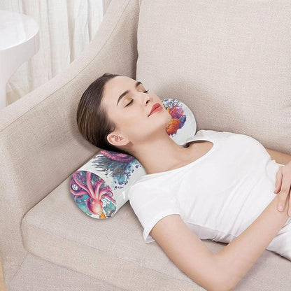 c Neck Roll Pillow Bolster Round Health Memory Foam Long Cervical Cylinder Pillows with Removable Washable Cover for Body Bed Legs Back Yoga - Colors A