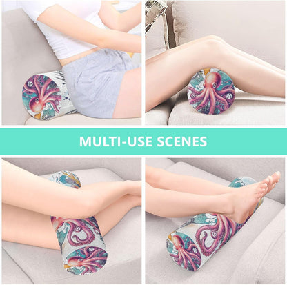 c Neck Roll Pillow Bolster Round Health Memory Foam Long Cervical Cylinder Pillows with Removable Washable Cover for Body Bed Legs Back Yoga - Colors A