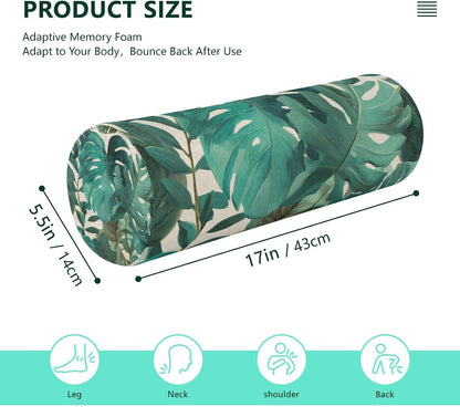 c Neck Roll Pillow Bolster Round Health Memory Foam Long Cervical Cylinder Pillows with Removable Washable Cover for Body Bed Legs Back Yoga - Colors A