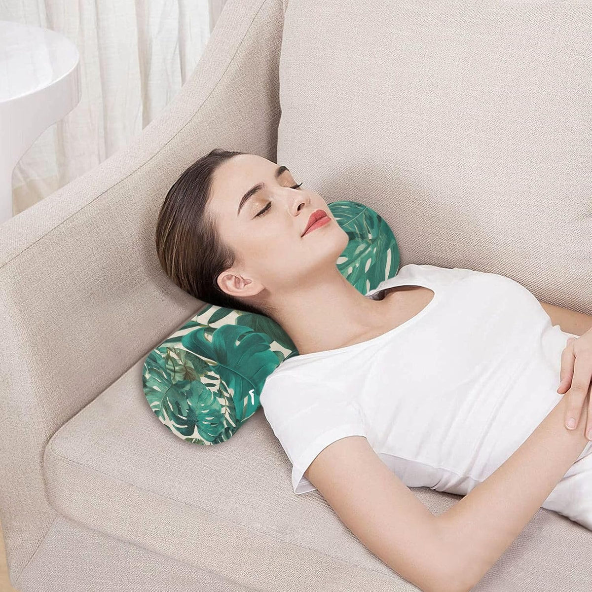 c Neck Roll Pillow Bolster Round Health Memory Foam Long Cervical Cylinder Pillows with Removable Washable Cover for Body Bed Legs Back Yoga - Colors A