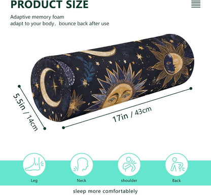 c Neck Roll Pillow Bolster Round Health Memory Foam Long Cervical Cylinder Pillows with Removable Washable Cover for Body Bed Legs Back Yoga - Colors A