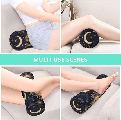c Neck Roll Pillow Bolster Round Health Memory Foam Long Cervical Cylinder Pillows with Removable Washable Cover for Body Bed Legs Back Yoga - Colors A