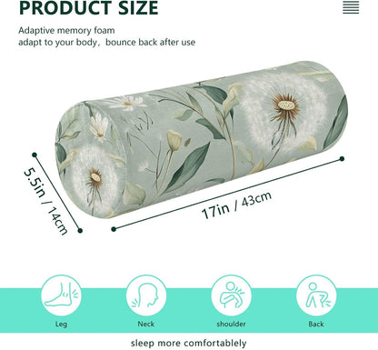 c Neck Roll Pillow Bolster Round Health Memory Foam Long Cervical Cylinder Pillows with Removable Washable Cover for Body Bed Legs Back Yoga - Colors A