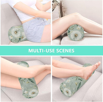 c Neck Roll Pillow Bolster Round Health Memory Foam Long Cervical Cylinder Pillows with Removable Washable Cover for Body Bed Legs Back Yoga - Colors A