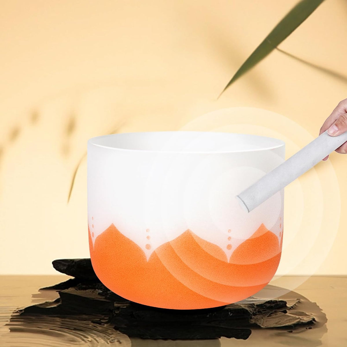 Crystal Singing Bowl with Carrying Case, White, Set of 7 size 6-12" A-G Note 432 hz