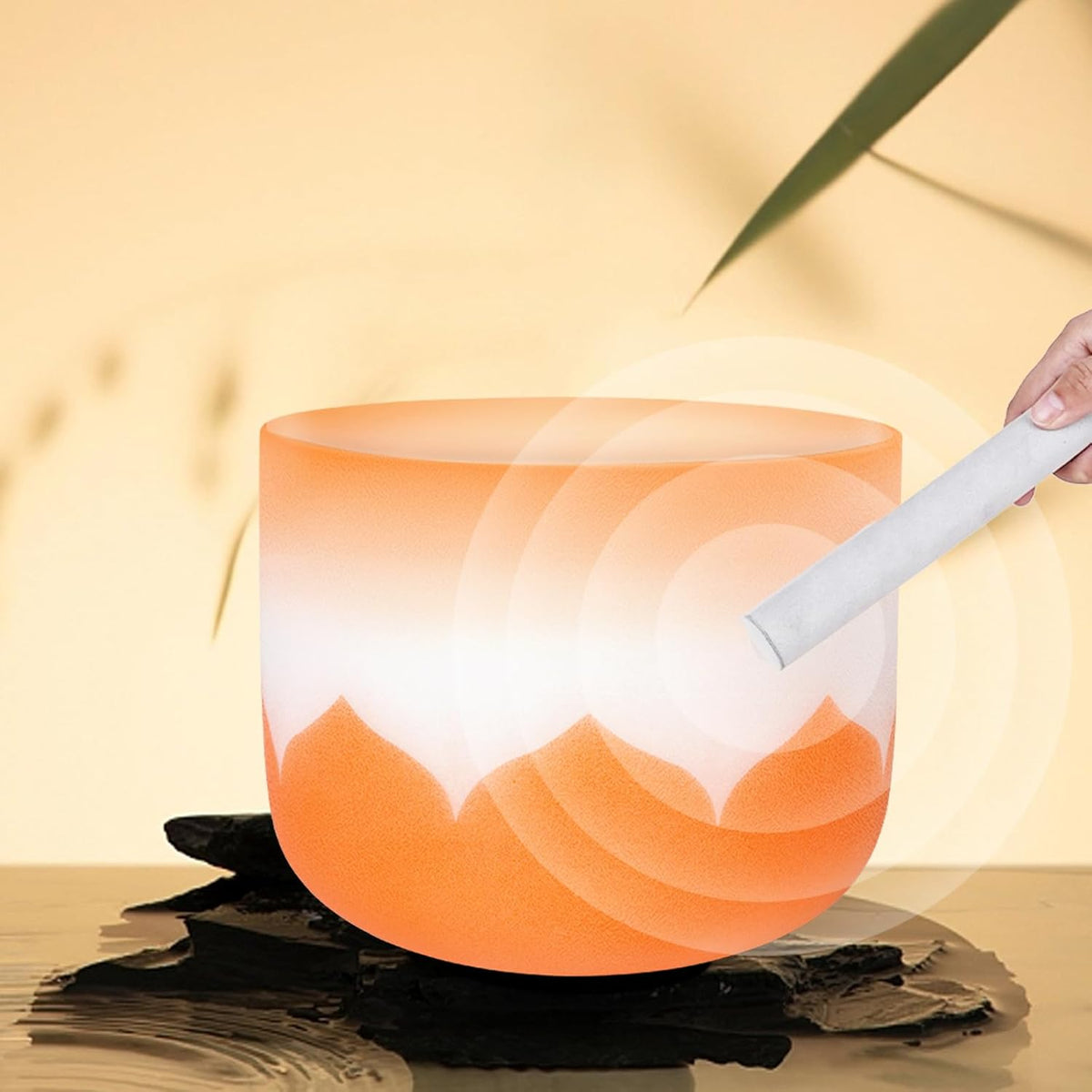 Crystal Singing Bowl with Carrying Case, White, Set of 7 size 6-12" A-G Note 432 hz