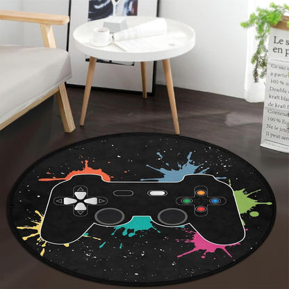 3 ft Round Gaming Rug Non Slip Floor Mat Office Gaming Room