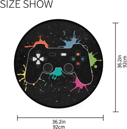 3 ft Round Gaming Rug Non Slip Floor Mat Office Gaming Room