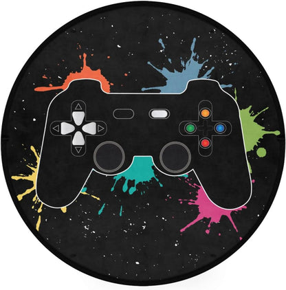 3 ft Round Gaming Rug Non Slip Floor Mat Office Gaming Room