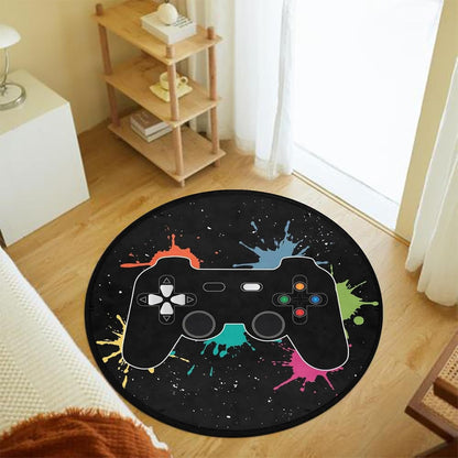 3 ft Round Gaming Rug Non Slip Floor Mat Office Gaming Room