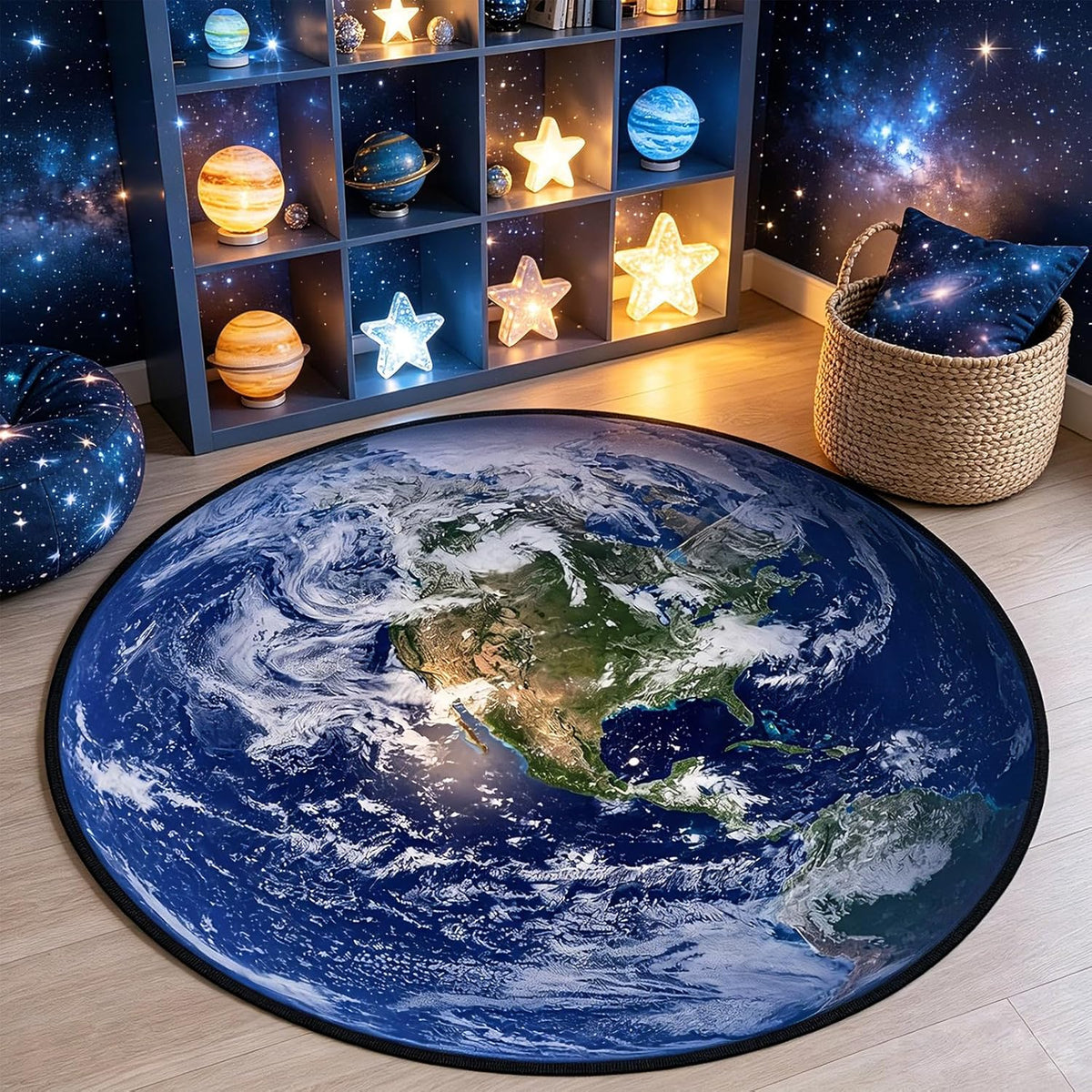 3 ft Round Gaming Rug Non Slip Floor Mat Office Gaming Room