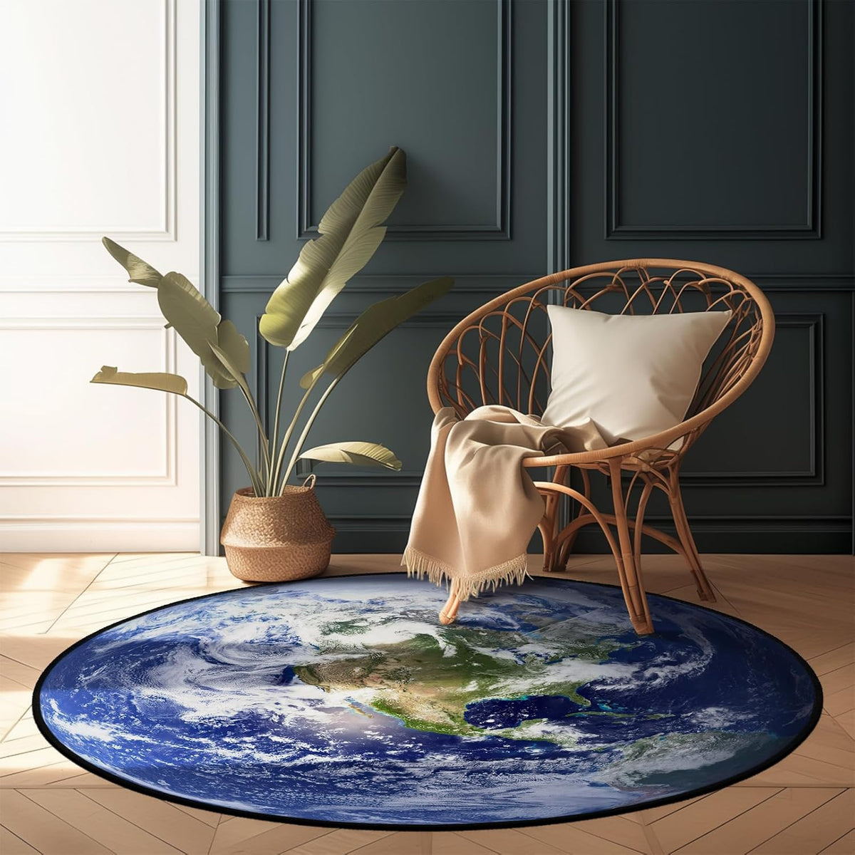 3 ft Round Gaming Rug Non Slip Floor Mat Office Gaming Room