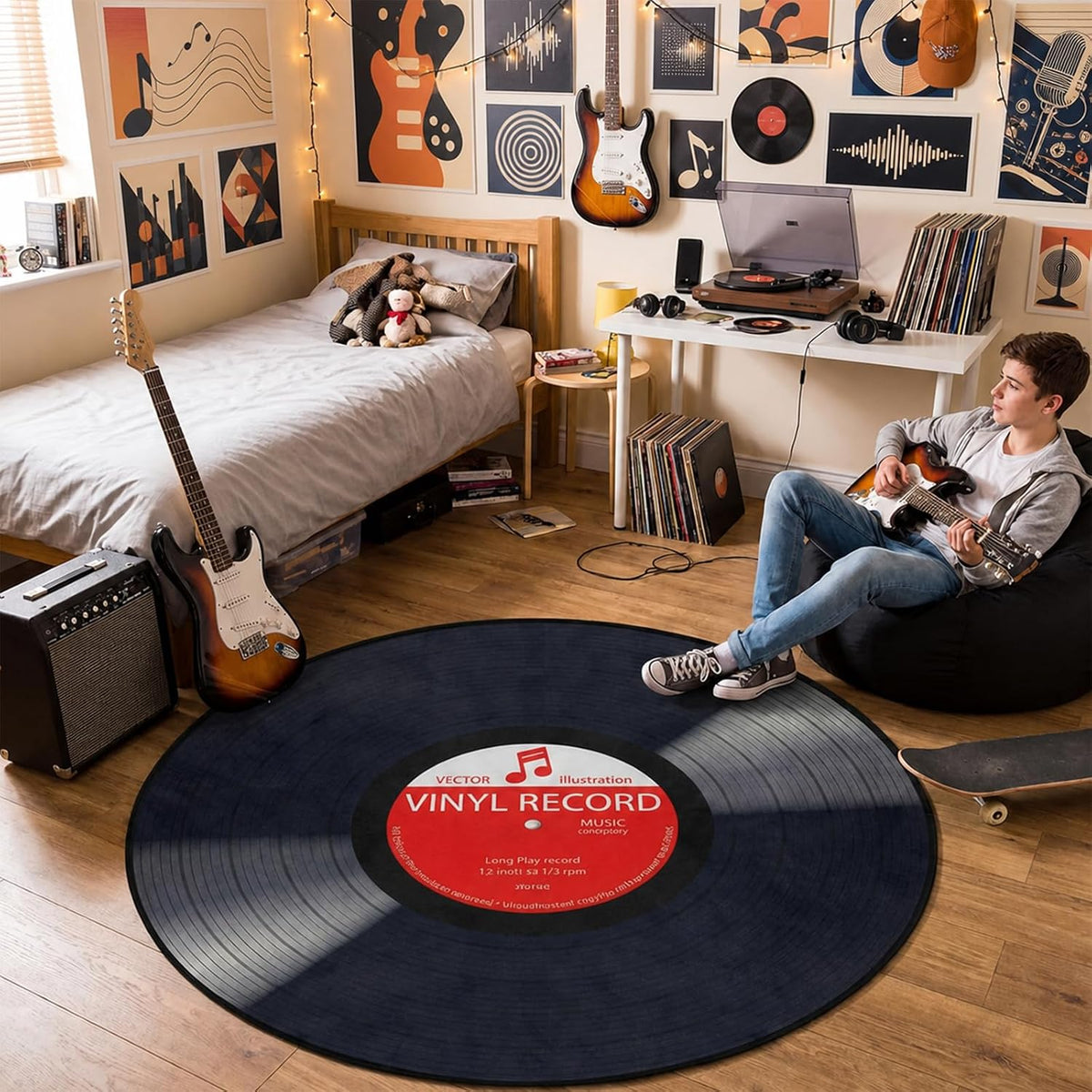 3 ft Round Gaming Rug Non Slip Floor Mat Office Gaming Room