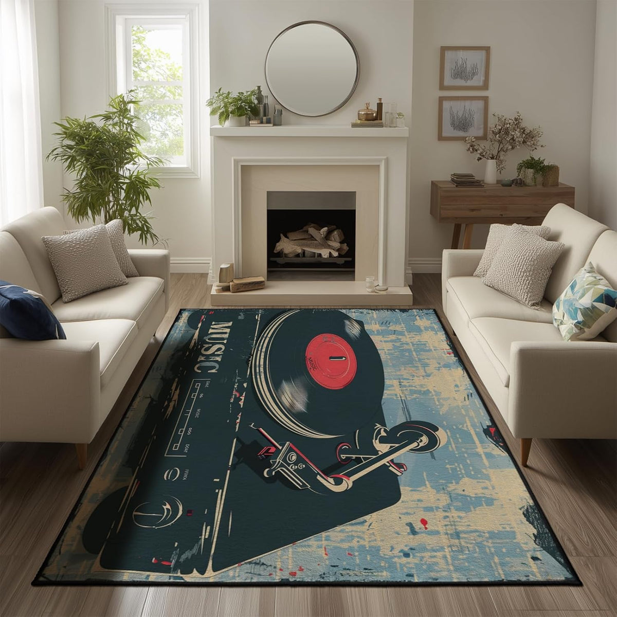 3 ft Round Gaming Rug Non Slip Floor Mat Office Gaming Room