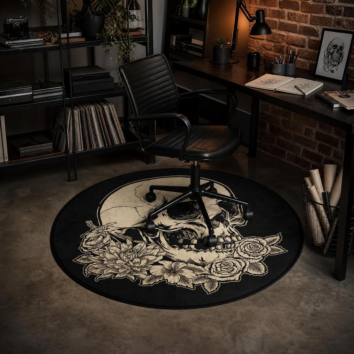 3 ft Round Gaming Rug Non Slip Floor Mat Office Gaming Room