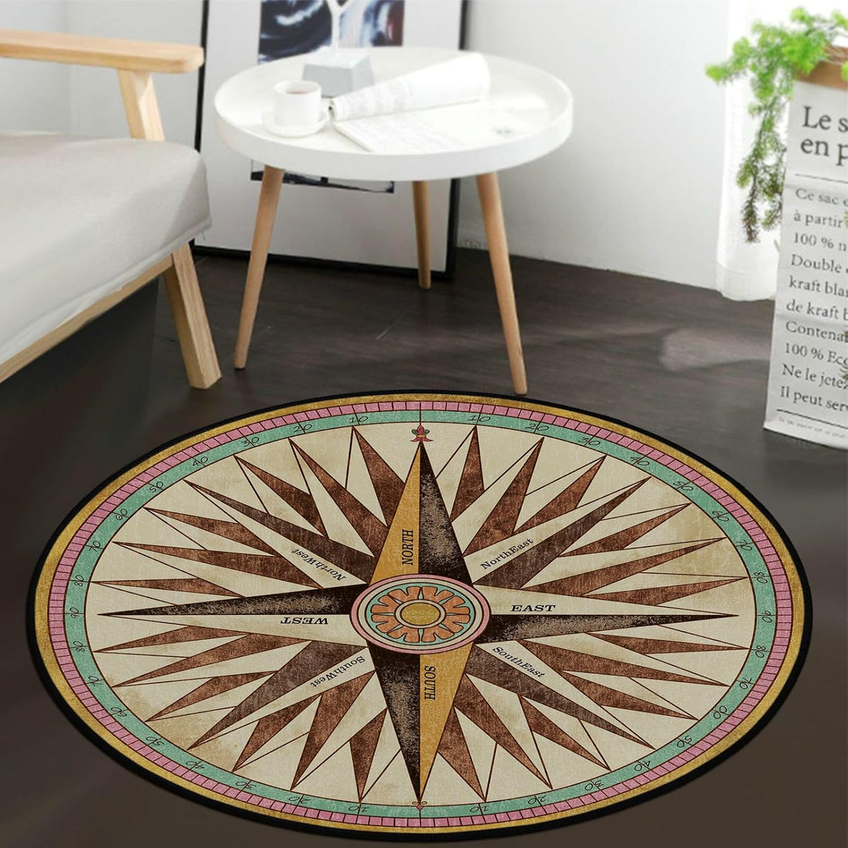 3 ft Round Gaming Rug Non Slip Floor Mat Office Gaming Room