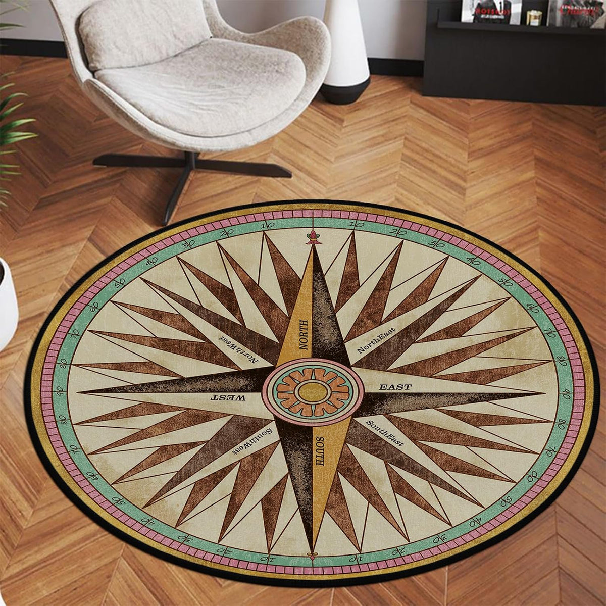 3 ft Round Gaming Rug Non Slip Floor Mat Office Gaming Room