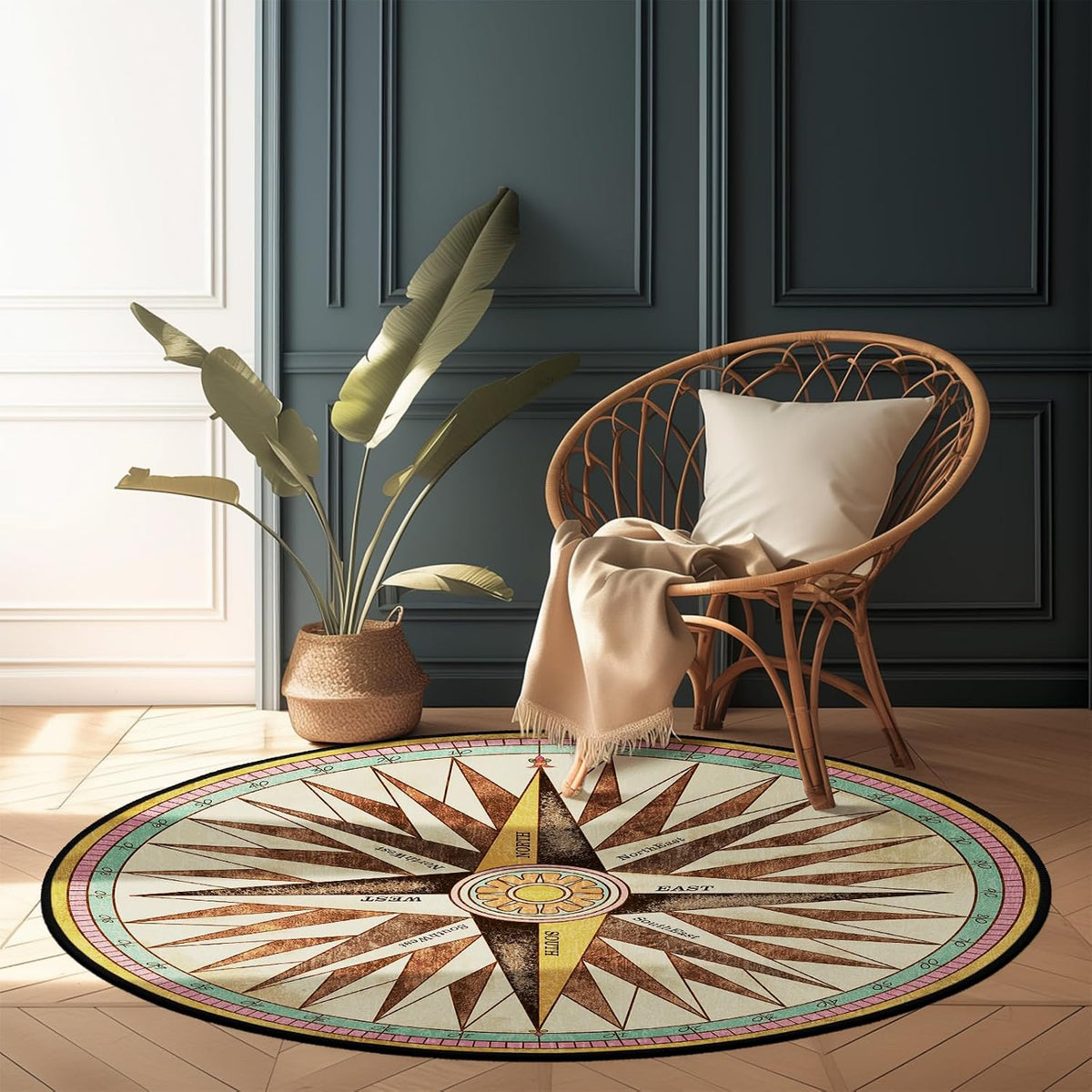 3 ft Round Gaming Rug Non Slip Floor Mat Office Gaming Room