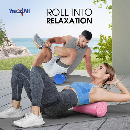 Foam Roller, EPP High-Density Material, High Firmness Level, Back Roller for Athlete & Professional, Suitable for Back, Stretching, & Pilates, 12/18/24/36 inch - Blue Speckled, 12 in