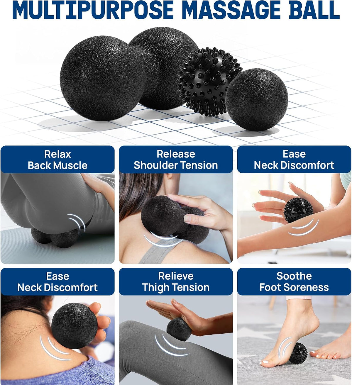 Foam Roller, EPP High-Density Material, High Firmness Level, Back Roller for Athlete & Professional, Suitable for Back, Stretching, & Pilates, 12/18/24/36 inch - Blue Speckled, 12 in
