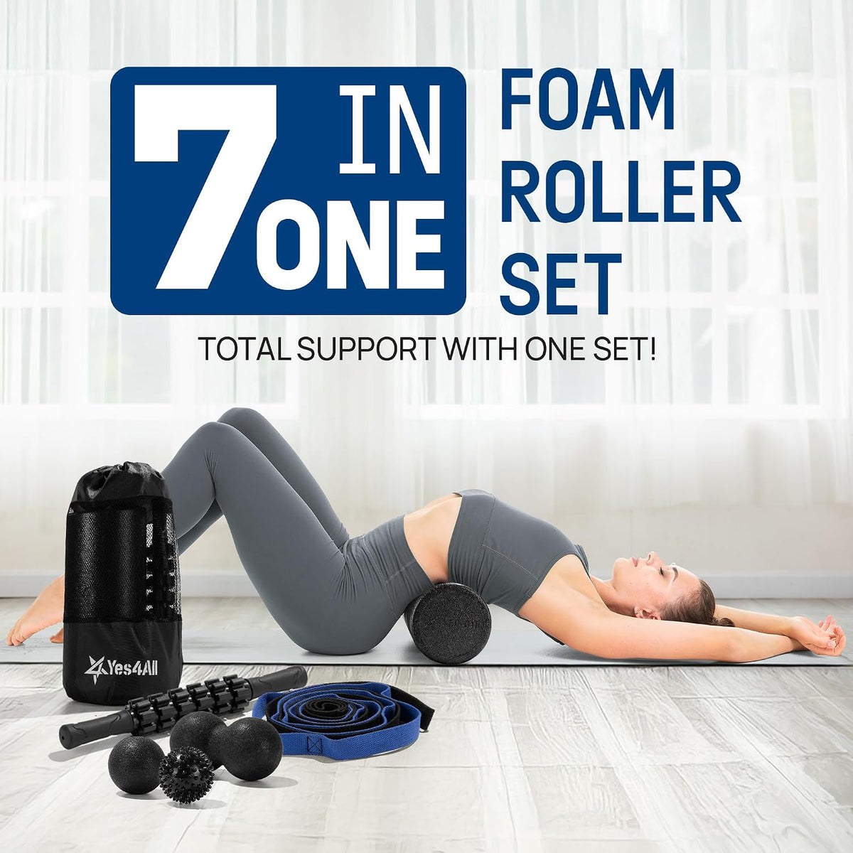 Foam Roller, EPP High-Density Material, High Firmness Level, Back Roller for Athlete & Professional, Suitable for Back, Stretching, & Pilates, 12/18/24/36 inch - Blue Speckled, 12 in