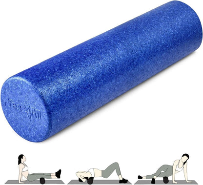 Foam Roller, EPP High-Density Material, High Firmness Level, Back Roller for Athlete & Professional, Suitable for Back, Stretching, & Pilates, 12/18/24/36 inch - Blue Speckled, 12 in