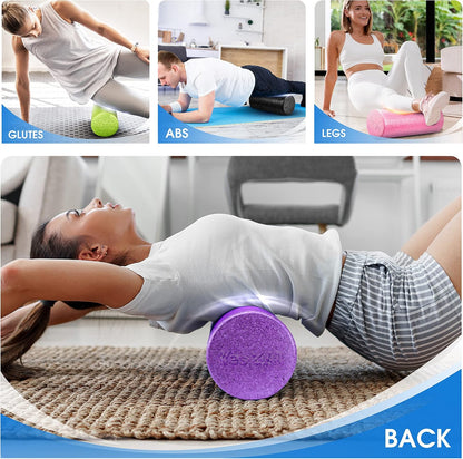 Foam Roller, EPP High-Density Material, High Firmness Level, Back Roller for Athlete & Professional, Suitable for Back, Stretching, & Pilates, 12/18/24/36 inch - Blue Speckled, 12 in