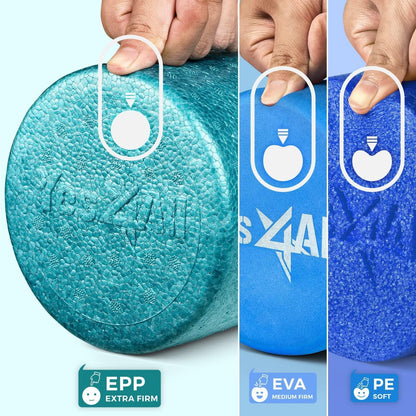 Foam Roller, EPP High-Density Material, High Firmness Level, Back Roller for Athlete & Professional, Suitable for Back, Stretching, & Pilates, 12/18/24/36 inch - Blue Speckled, 12 in