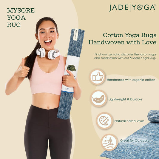 Organic Cotton Mysore Yoga Rug - Ideal Yoga Rug Mat for Restorative Yoga and Meditation - Machine Washable