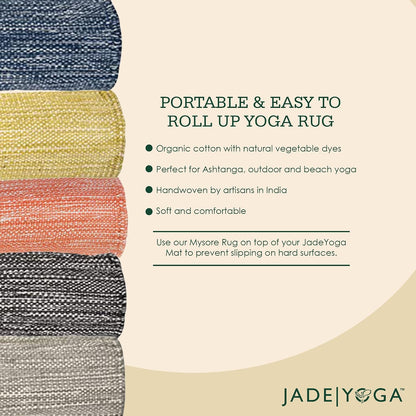 Organic Cotton Mysore Yoga Rug - Ideal Yoga Rug Mat for Restorative Yoga and Meditation - Machine Washable