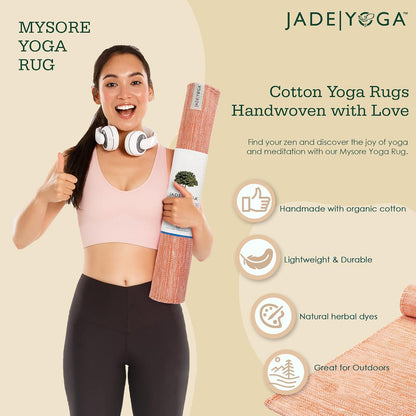 Organic Cotton Mysore Yoga Rug - Ideal Yoga Rug Mat for Restorative Yoga and Meditation - Machine Washable