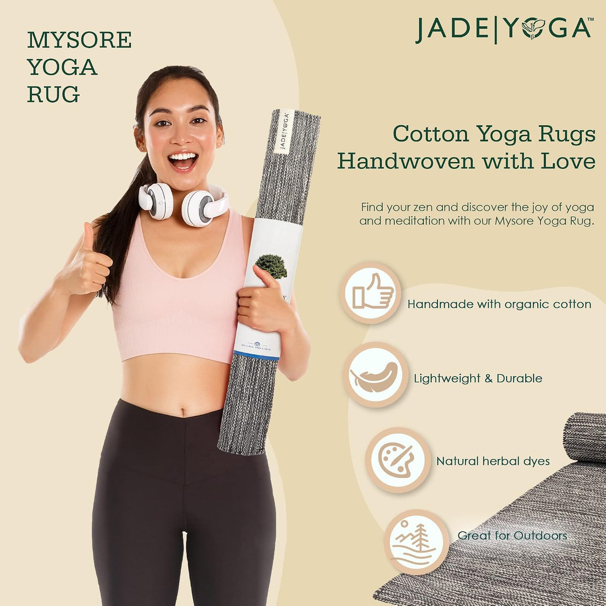 Organic Cotton Mysore Yoga Rug - Ideal Yoga Rug Mat for Restorative Yoga and Meditation - Machine Washable