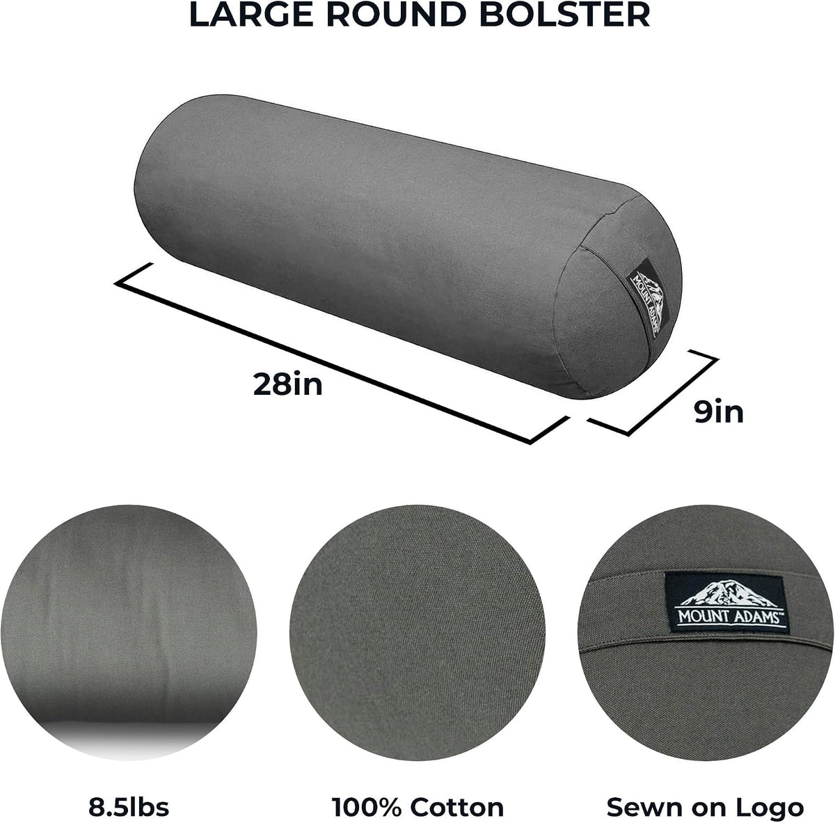 24"x8" Round Yoga Bolster with Handles