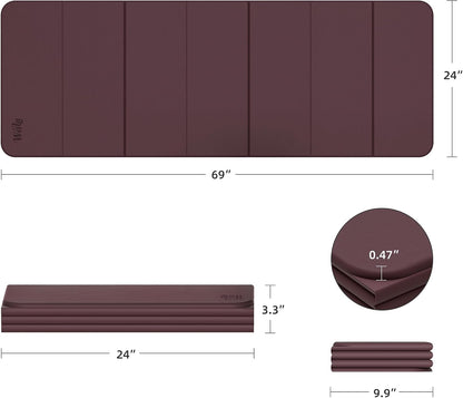 1/2 Inch 70"x24" Foldable TPE Yoga Mat, Thick Non Slip Pilates Mat