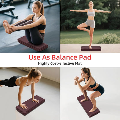 1/2 Inch 70"x24" Foldable TPE Yoga Mat, Thick Non Slip Pilates Mat