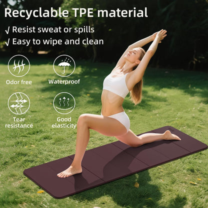 1/2 Inch 70"x24" Foldable TPE Yoga Mat, Thick Non Slip Pilates Mat