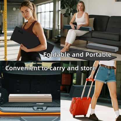 1/2 Inch 70"x24" Foldable TPE Yoga Mat, Thick Non Slip Pilates Mat