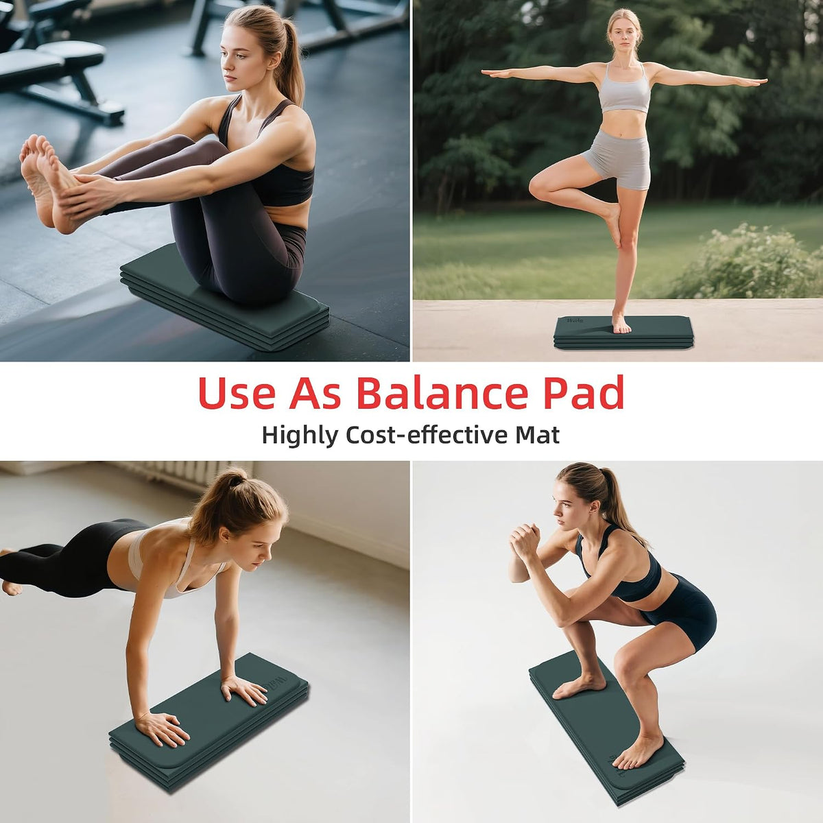 1/2 Inch 70"x24" Foldable TPE Yoga Mat, Thick Non Slip Pilates Mat