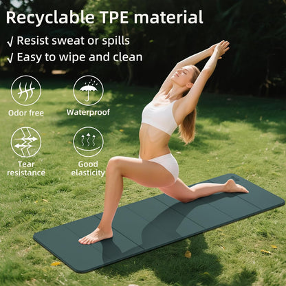 1/2 Inch 70"x24" Foldable TPE Yoga Mat, Thick Non Slip Pilates Mat