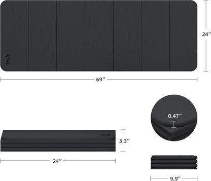 1/2 Inch 70"x24" Foldable TPE Yoga Mat, Thick Non Slip Pilates Mat