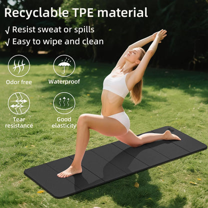 1/2 Inch 70"x24" Foldable TPE Yoga Mat, Thick Non Slip Pilates Mat