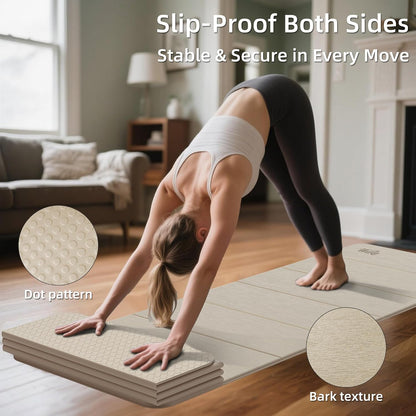 1/2 Inch 70"x24" Foldable TPE Yoga Mat, Thick Non Slip Pilates Mat