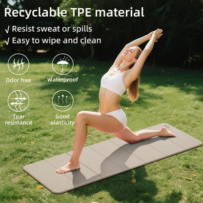 1/2 Inch 70"x24" Foldable TPE Yoga Mat, Thick Non Slip Pilates Mat