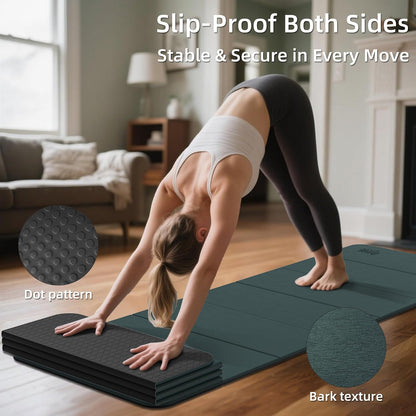 1/2 Inch 70"x24" Foldable TPE Yoga Mat, Thick Non Slip Pilates Mat
