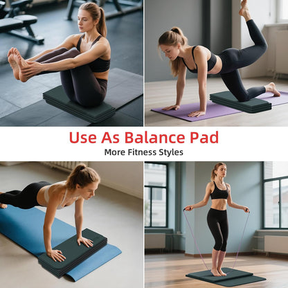 1/2 Inch 70"x24" Foldable TPE Yoga Mat, Thick Non Slip Pilates Mat