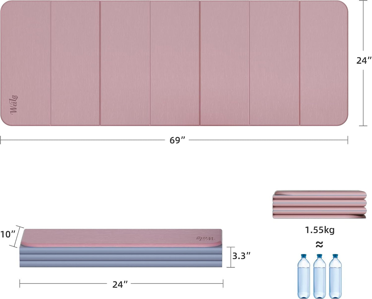 1/2 Inch 70"x24" Foldable TPE Yoga Mat, Thick Non Slip Pilates Mat