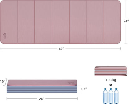 1/2 Inch 70"x24" Foldable TPE Yoga Mat, Thick Non Slip Pilates Mat